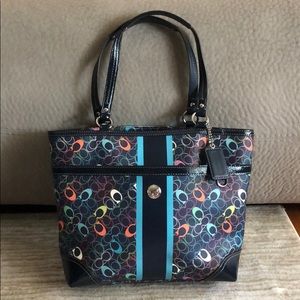 Authentic Coach Purse - Navy Blue w/ Multi color